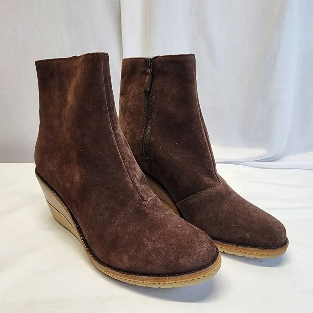 Cole Haan Brown Suede Wedge Ankle Boots
